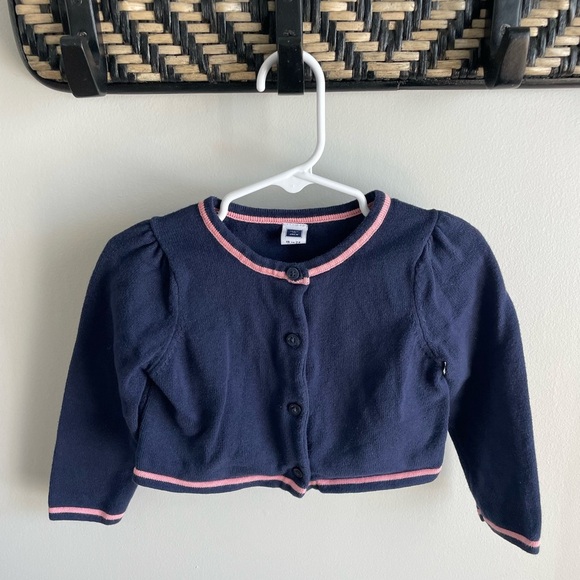Janie and Jack Baby Girl Cardigan - Navy Blue/Pink - Size 18-24 Months - Picture 2 of 10